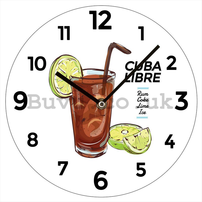 Glass wall clock: Cuba Libre - 38 cm