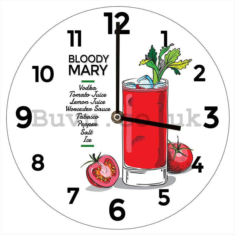 Glass wall clock: Bloody Mary - 34 cm