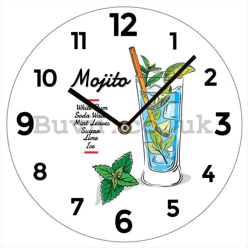 Glass wall clock: Mojito - 30 cm