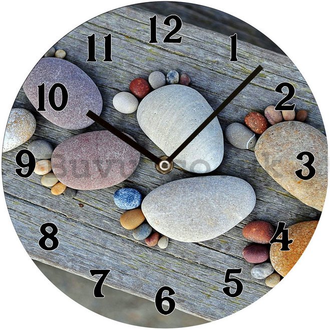 Glass wall clock: Pebble tracks - 30 cm