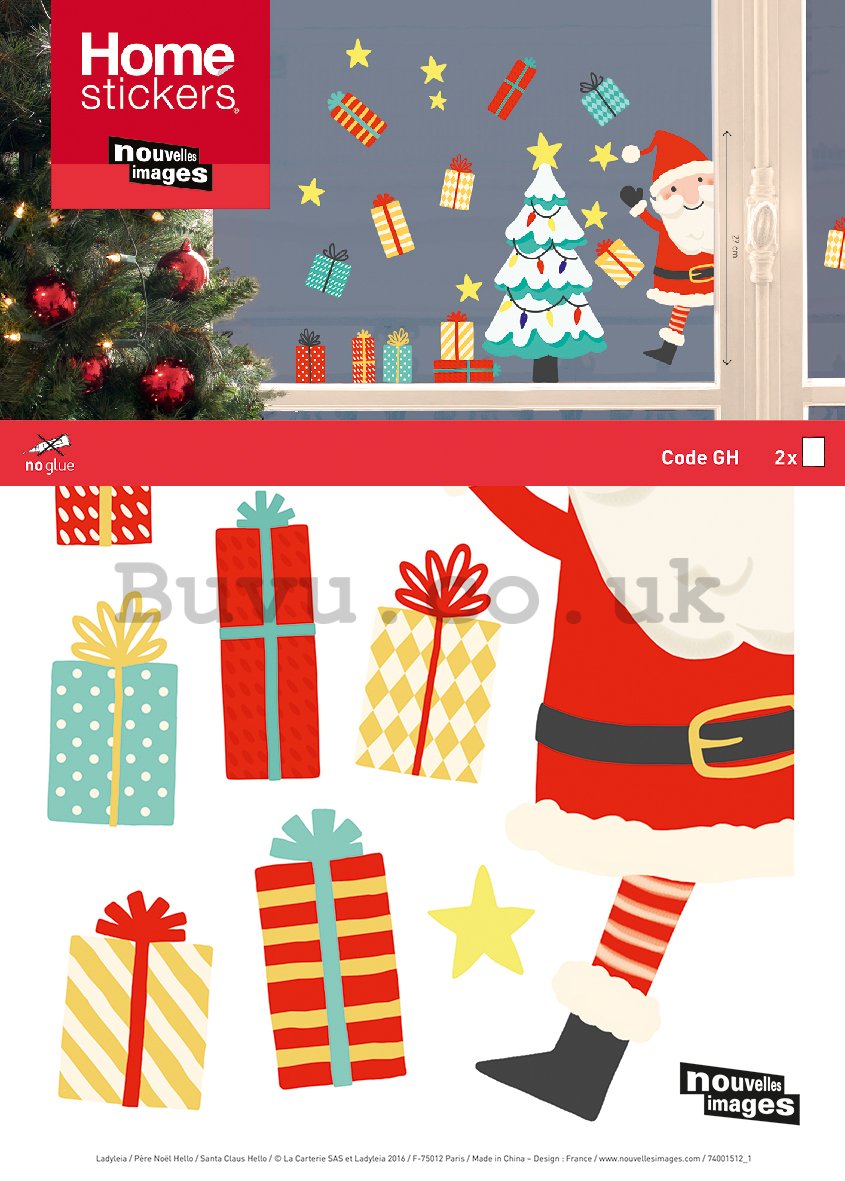 Christmas glass sticker - Santa and tree