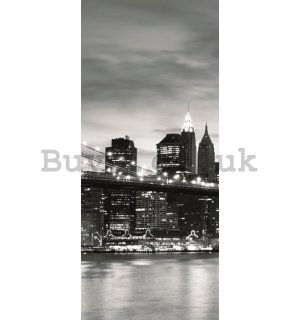 Photo Wallpaper Self-adhesive: Brooklyn Bridge (černobílý) - 211x91 cm