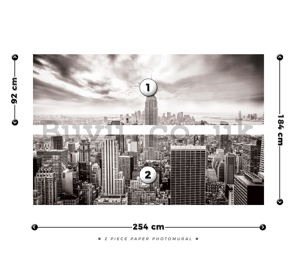 Wall Mural: View on New York (black and white) - 184x254 cm