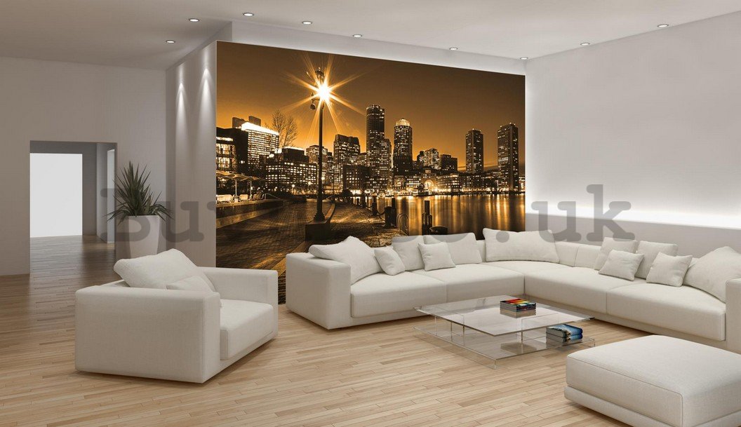 Wall Mural: Waterfront (sepia) - 254x368 cm