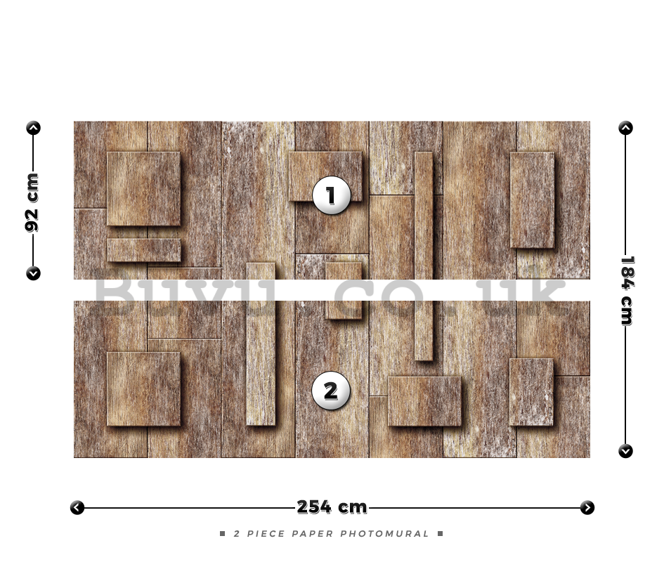 Wall Mural: Wooden rectangles - 184x254 cm