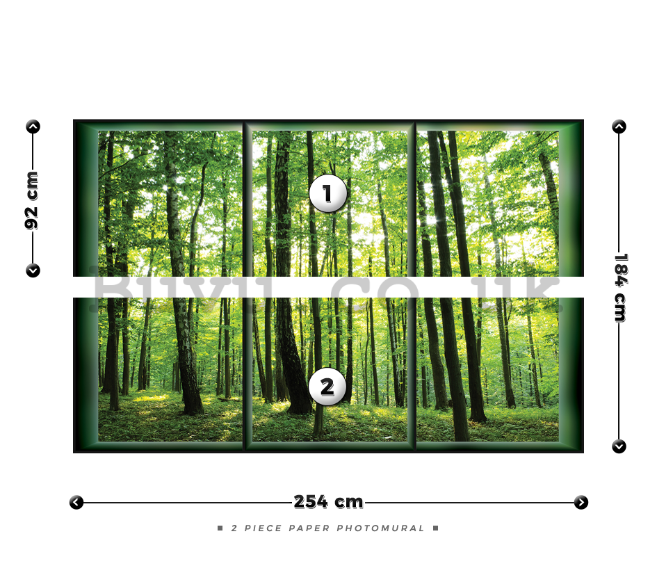 Wall Mural: Forest (View from the window) - 184x254 cm