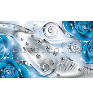 Wall Mural: Luxurious abstract (blue) - 184x254 cm