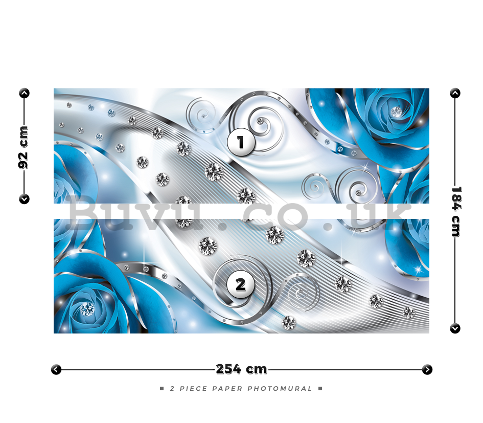 Wall Mural: Luxurious abstract (blue) - 184x254 cm