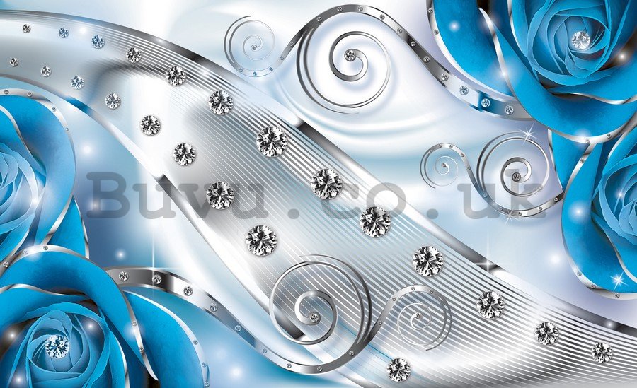Wall Mural: Luxurious abstract (blue) - 254x368 cm