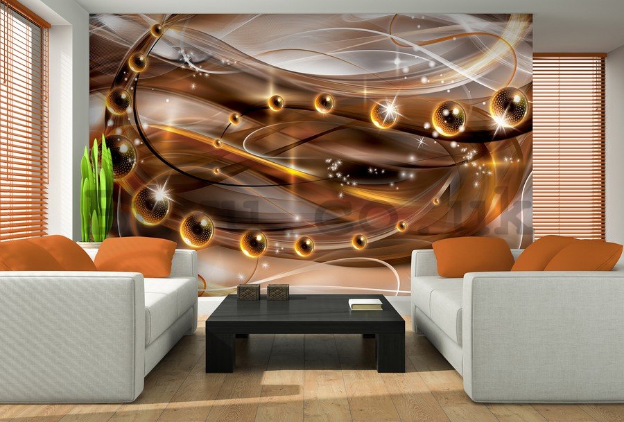 Wall Mural: Glossy abstract (orange) - 184x254 cm