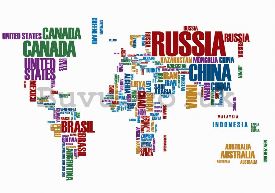 Wall Mural: Map of the worlds (names of the states) - 254x368 cm