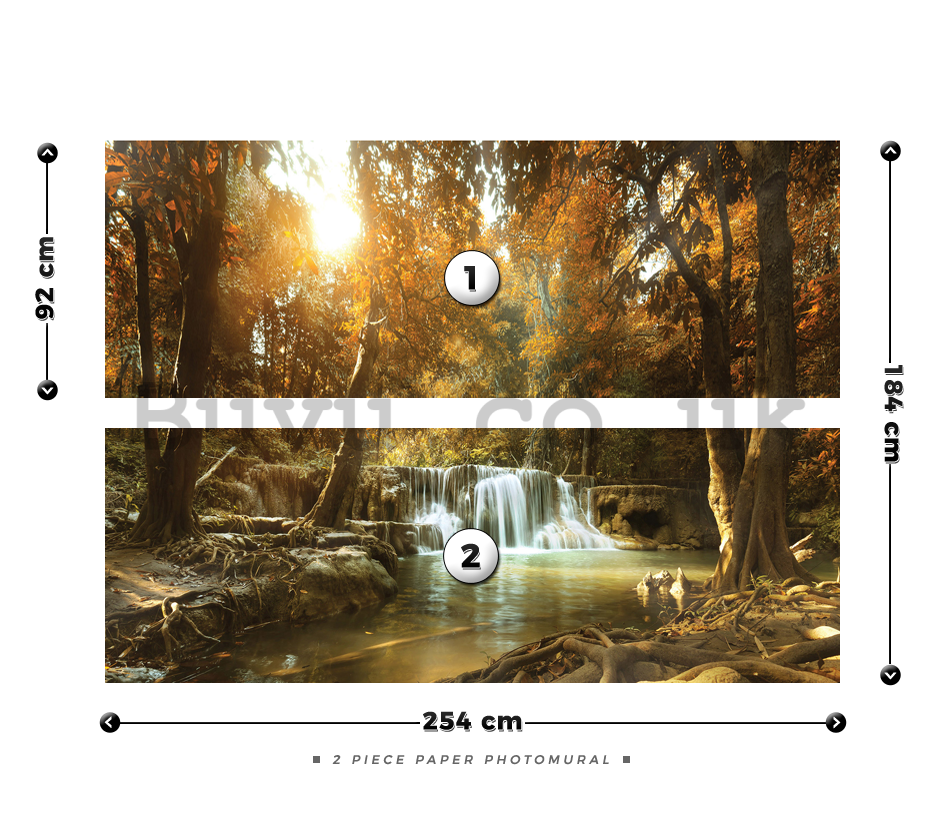 Wall Mural: Forest waterfalls (1) - 184x254 cm