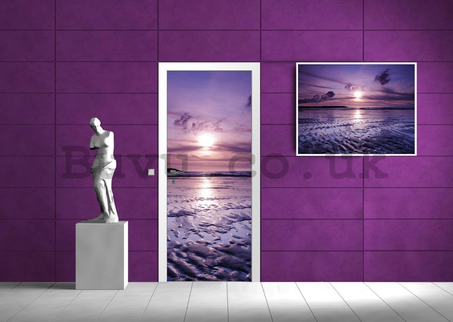 Photo Wallpaper Self-adhesive: Violet sunset - 211x91 cm