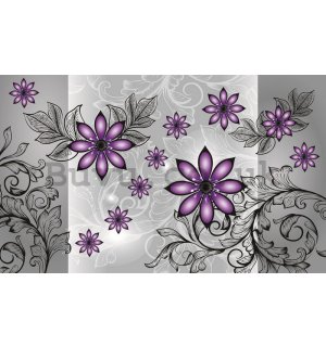Wall Mural: Violet flowers (pattern) - 184x254 cm
