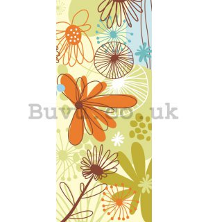 Photo Wallpaper Self-adhesive: Painted flowers - 211x91 cm