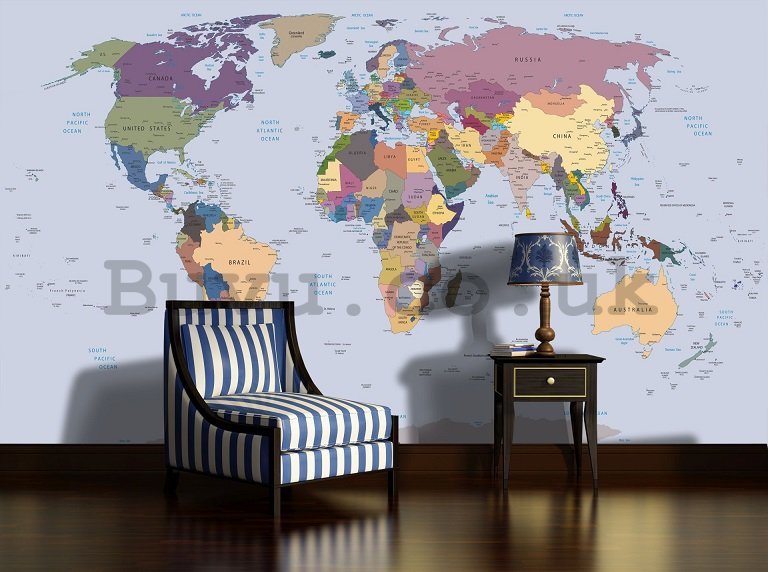 Wall Mural: Map of the world (1) - 254x368 cm