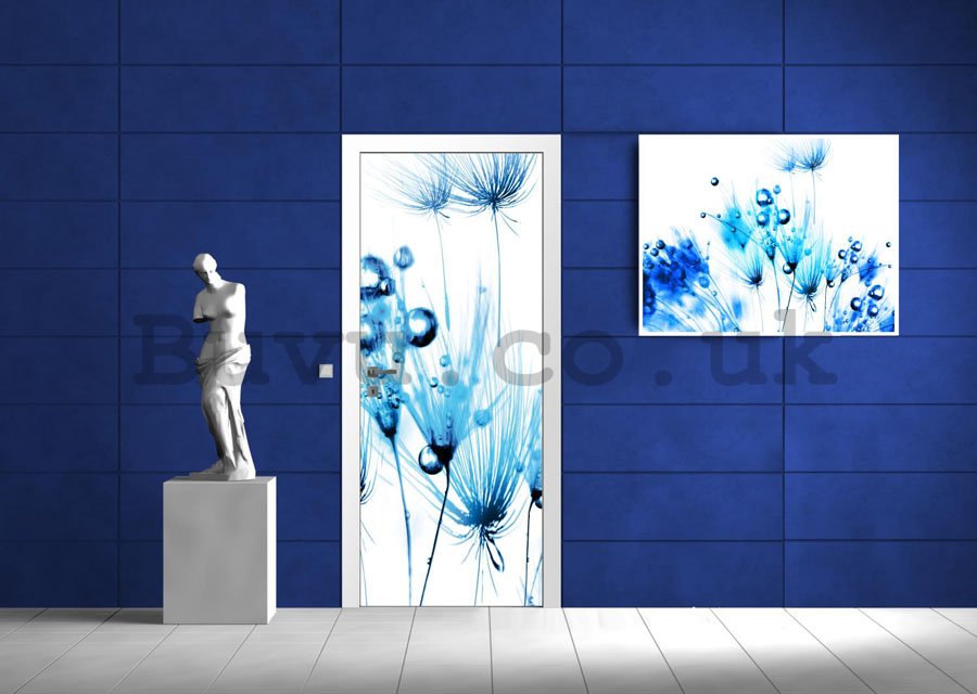 Photo Wallpaper Self-adhesive: Blue dandelions - 211x91 cm