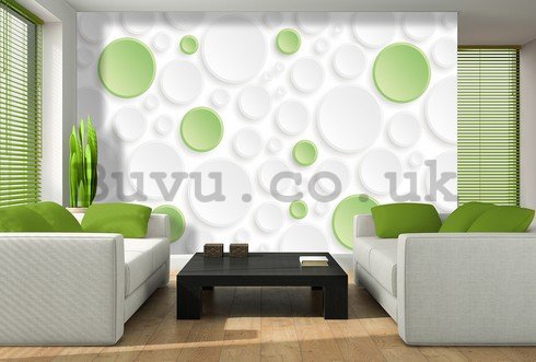 Wall Mural: Green-white dots - 254x368 cm
