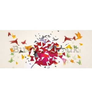 Wall Mural: Origami birds (2) - 104x250 cm