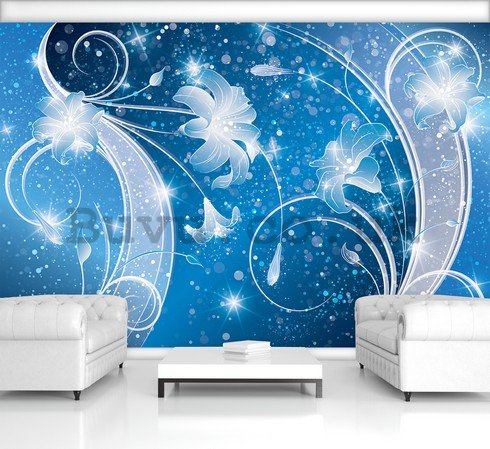 Wall Mural: Lily (blue) - 184x254 cm