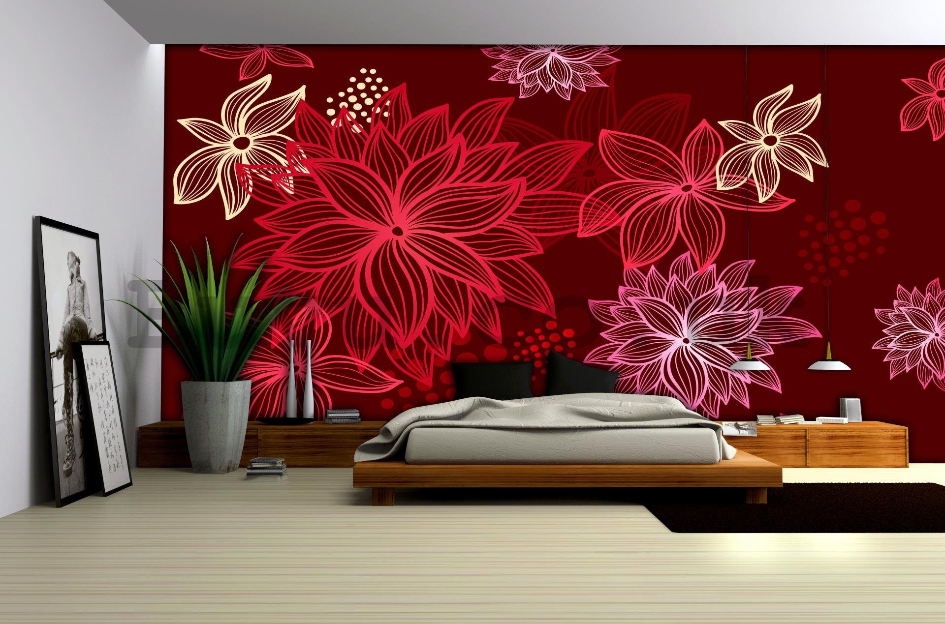Wall Mural: Flowers (pattern 2) - 184x254 cm