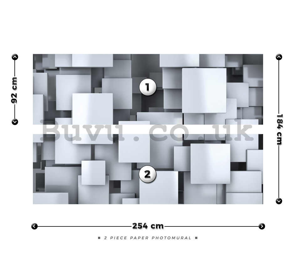 Wall Mural: Squares in the space (2) - 184x254 cm