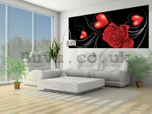 Wall Mural: Rose and Heart - 104x250 cm
