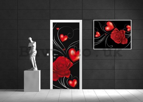 Wall Mural: Rose and Heart - 211x91 cm