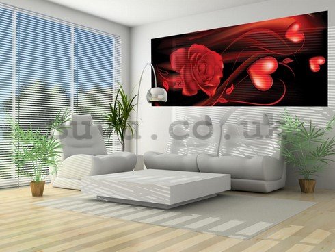 Wall Mural: Heart with rose - 104x250 cm