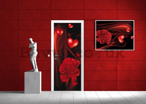 Wall Mural: Heart with rose - 211x91 cm