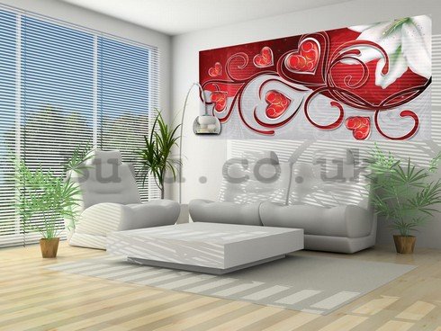 Wall Mural: Little hearts and lily (1) - 104x250 cm