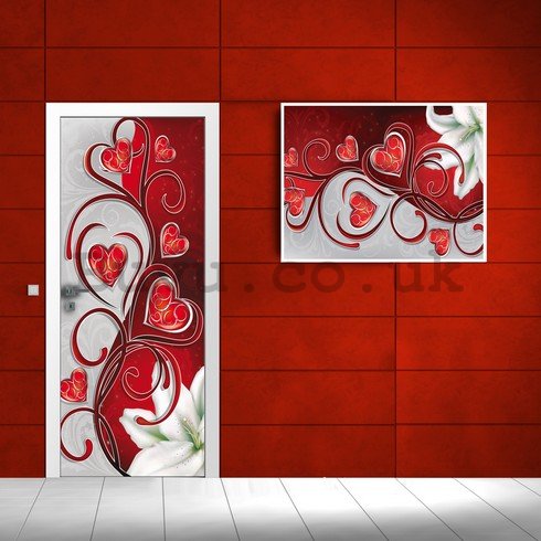 Wall Mural: Little hearts and lily (1) - 211x91 cm