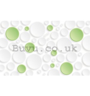 Wall Mural: Green-white dots - 184x254 cm