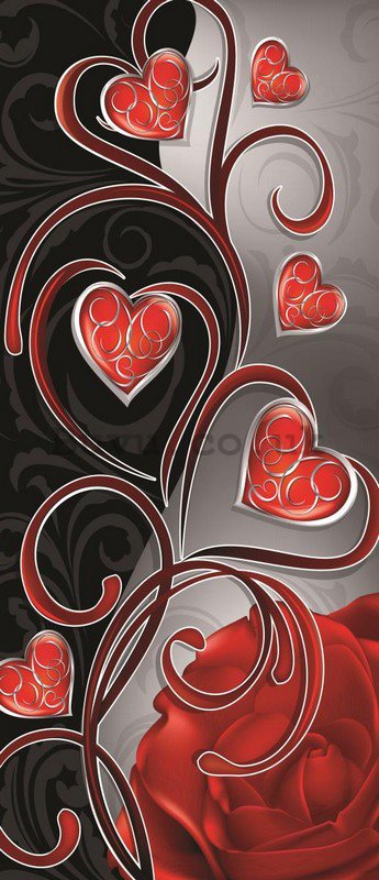 Wall Mural: Little hearts and lily (2) - 211x91 cm