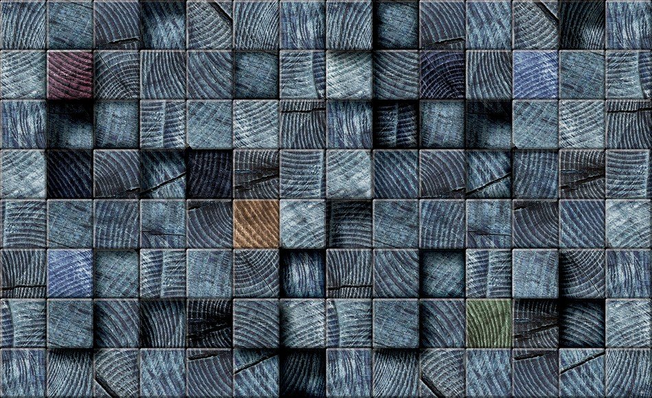 Wall Mural: Tiles (dark shades) - 254x368 cm