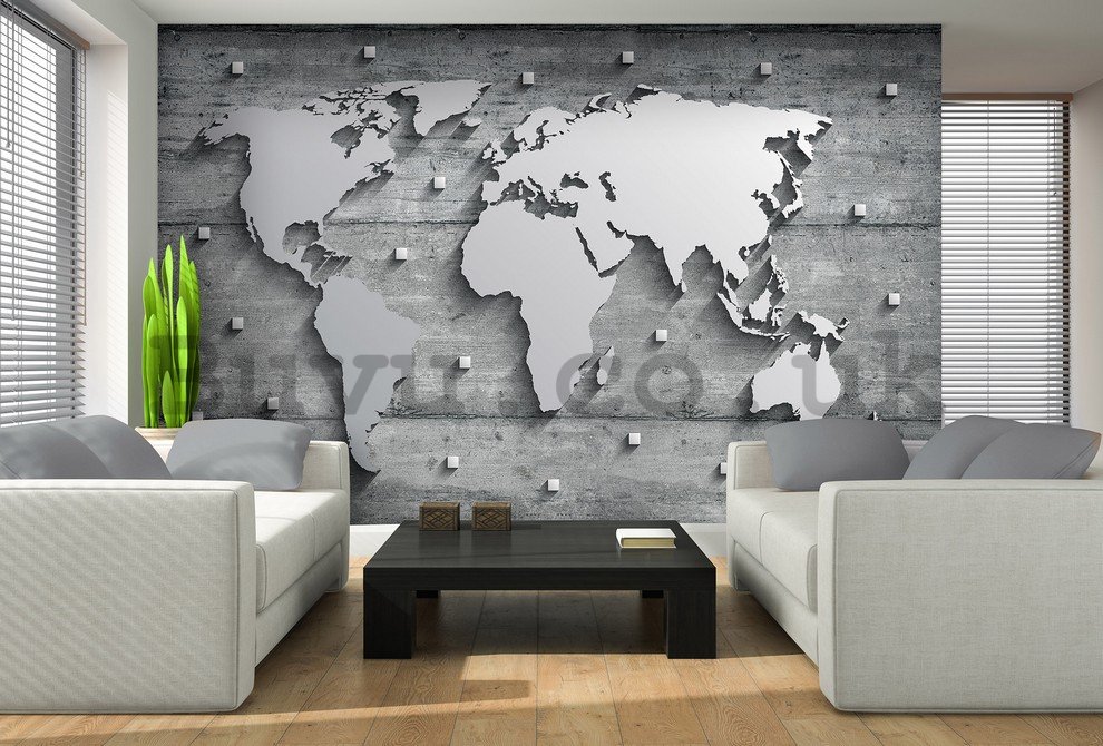 Wall Mural: Metal map of the world - 254x368 cm