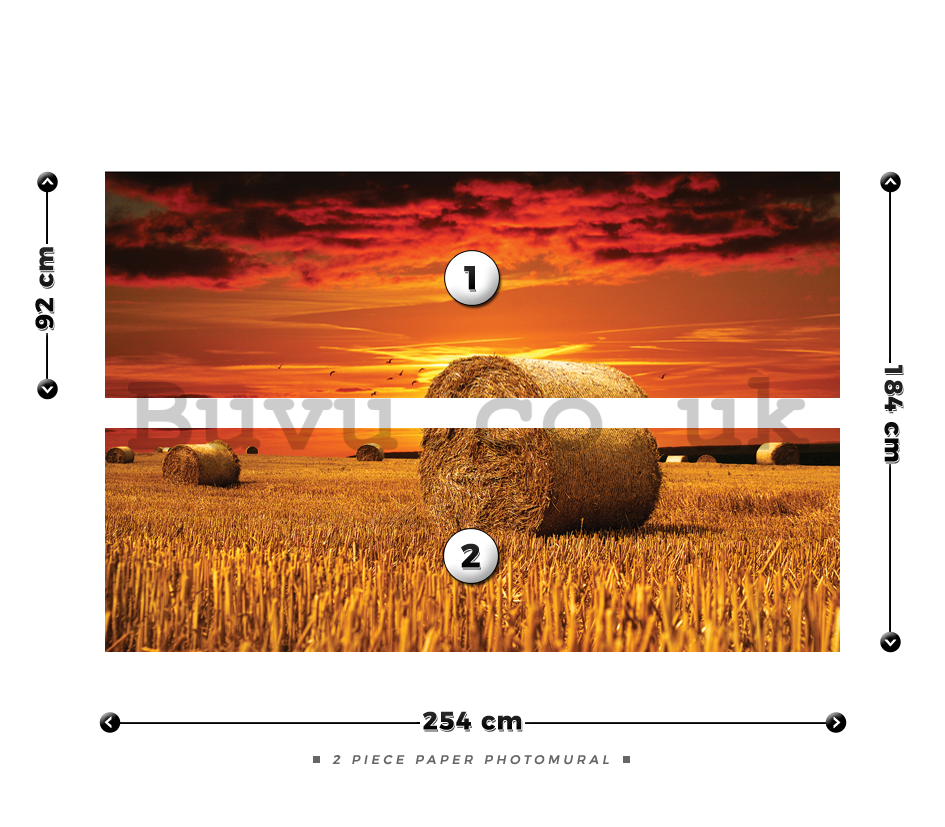 Wall Mural: Bales of straw in the field  - 184x254 cm