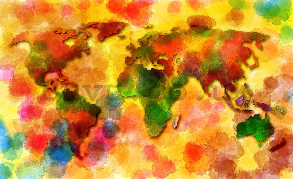 Wall Mural: Colourful map of the world - 254x368 cm