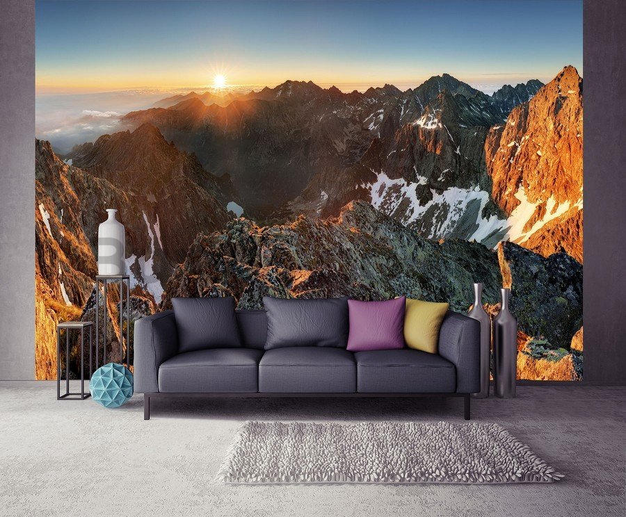 Wall mural vlies: Mountain sunset - 254x368 cm