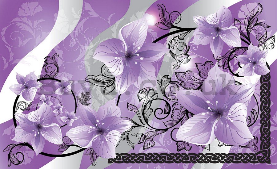 Wall mural vlies: Violet flowers - 254x368 cm
