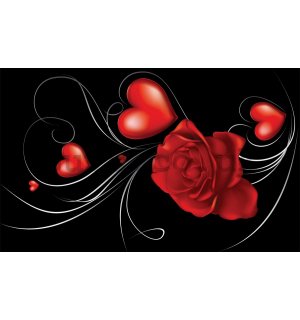 Wall mural vlies: Rose and Heart - 254x368 cm