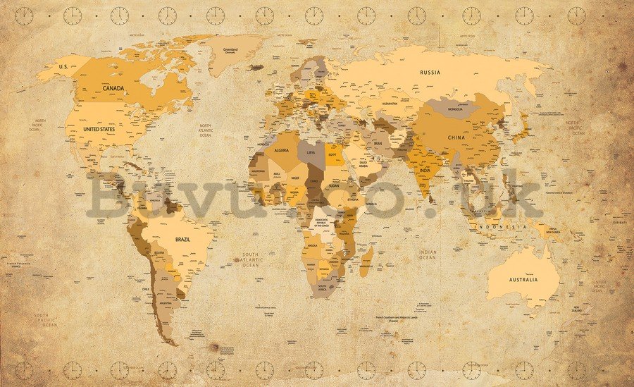 Vlies wall mural : Map of the world (Vintage) - 184x254 cm