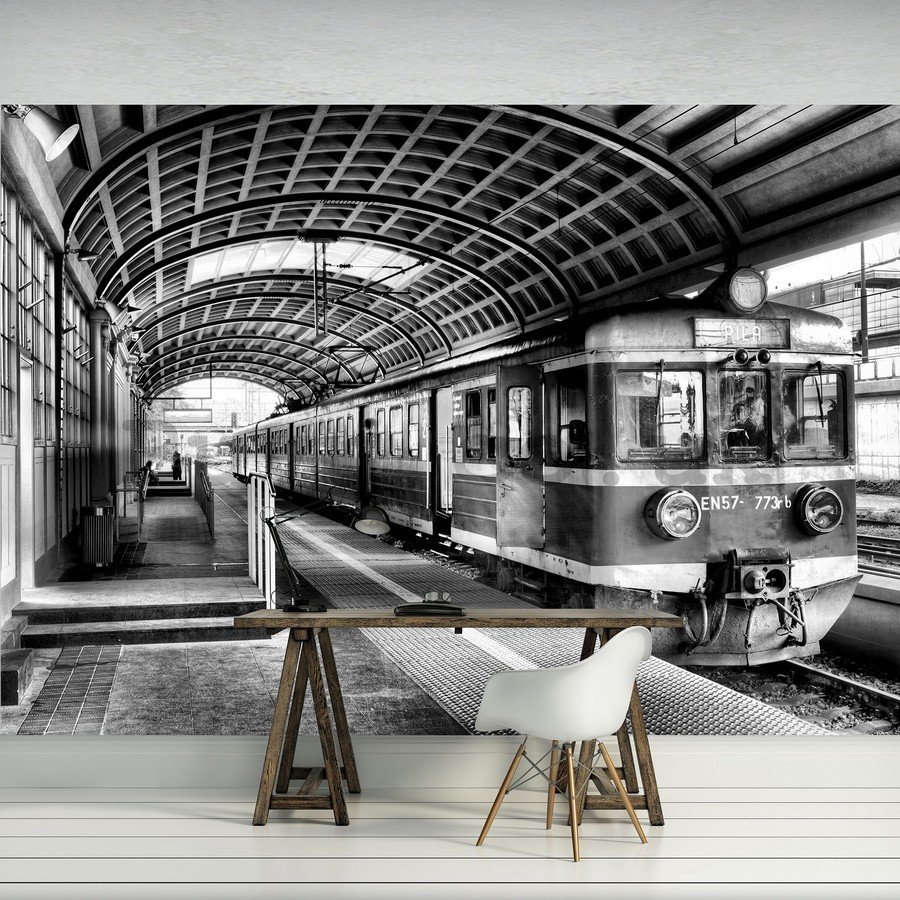Wall Mural: Old subway (black and white) - 254x368 cm