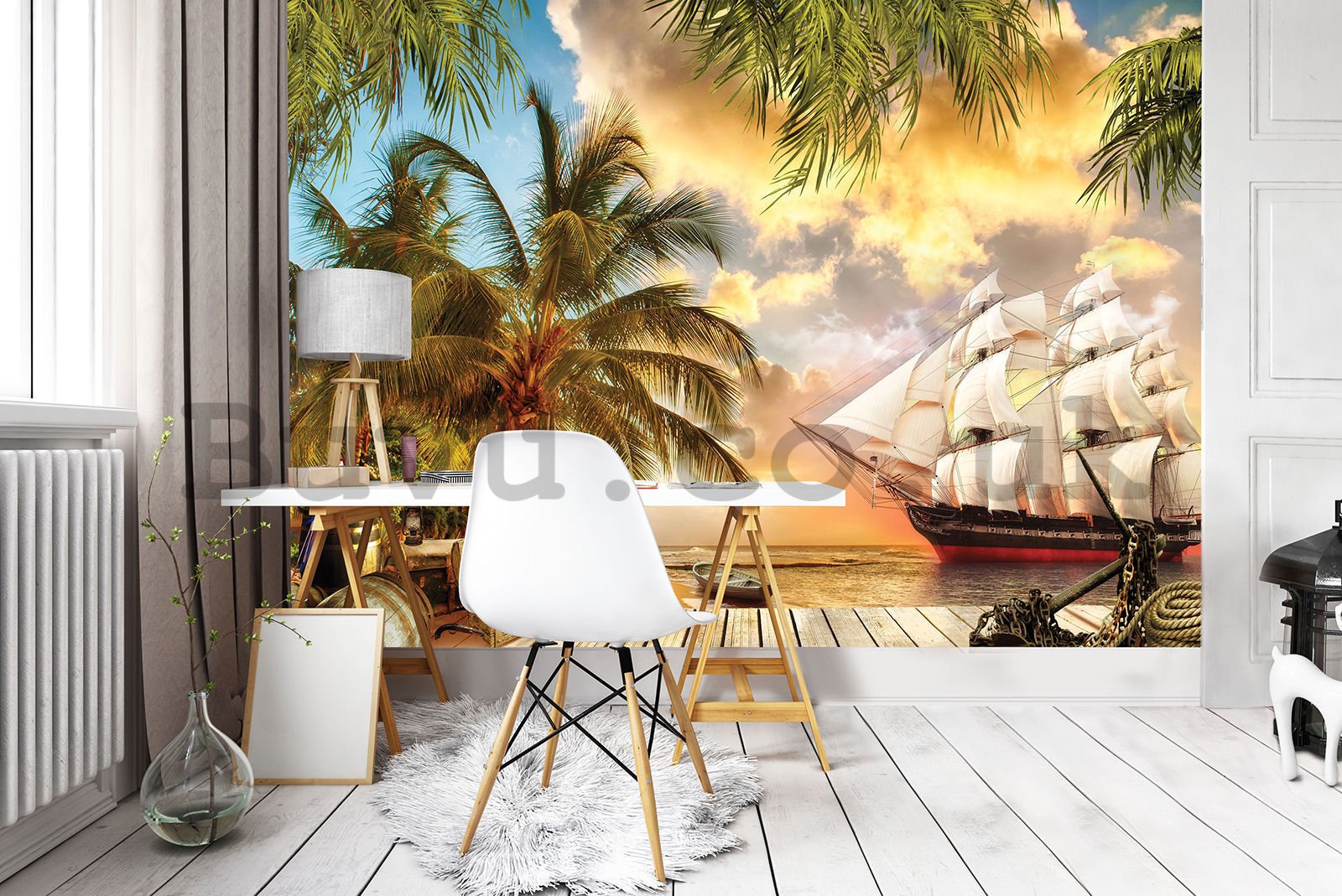 Wall Mural: Sailboat in paradise - 254x368 cm