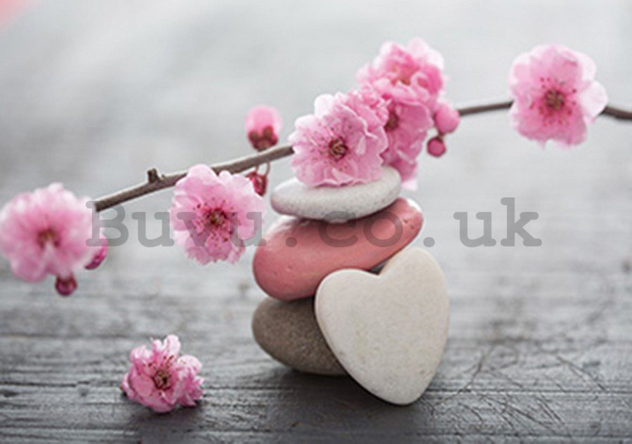 Wall Mural: Flowering cherry and heart - 184x254 cm
