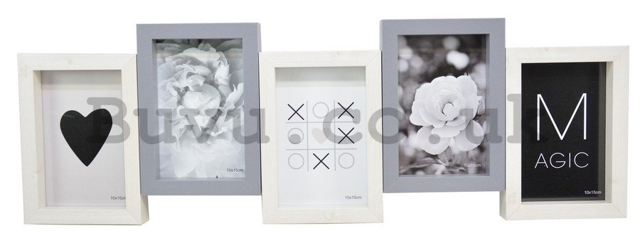 Photo frame - 5 windows, 10x15 cm (white and gray)