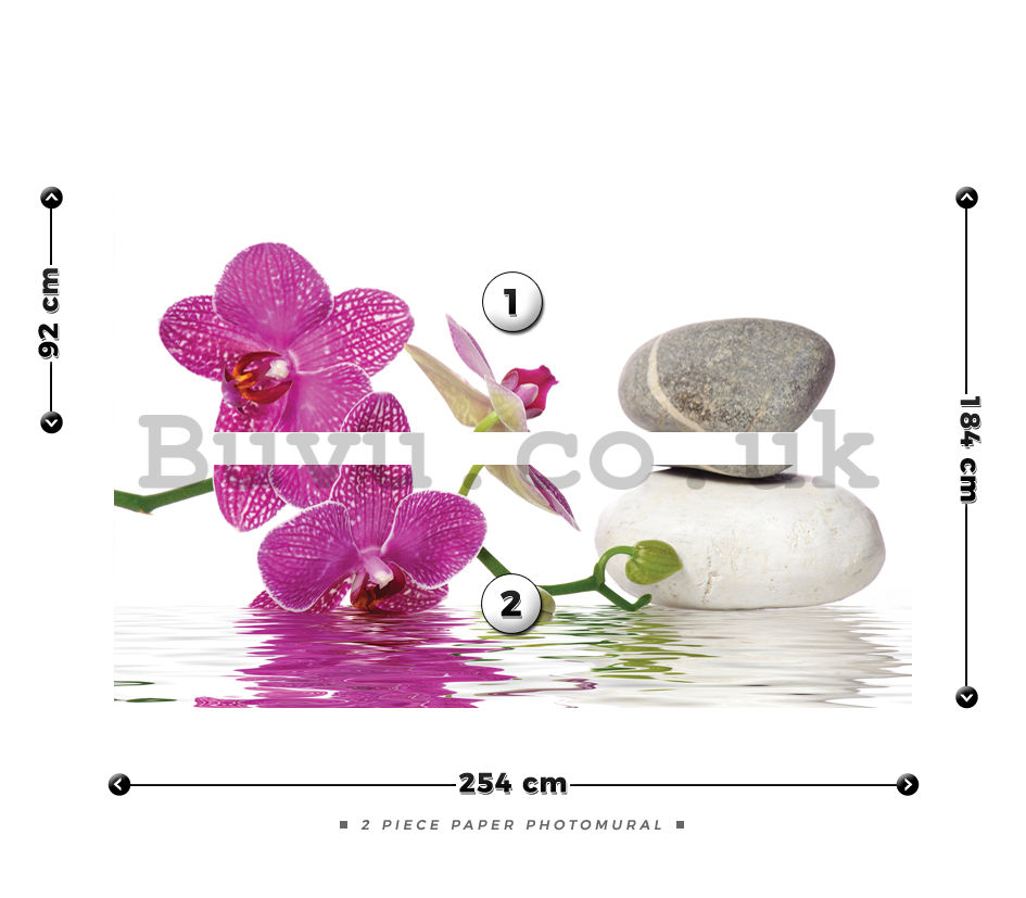 Wall Mural: Orchid with stones - 184x254 cm