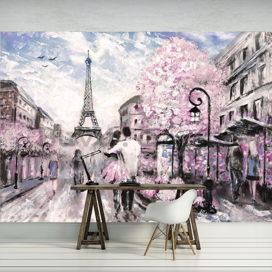 Wall mural vlies: Paris (painted) - 254x368 cm