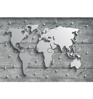 Wall mural vlies: Metal map of the world - 254x368 cm