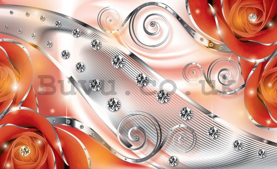 Wall mural vlies: Luxurious abstract (red) - 184x254 cm
